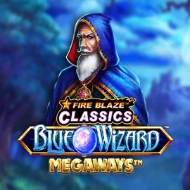 Fire Blaze Blue Wizard Megaways by Rarestone Gaming, showcased at ringospin.eu – game logo