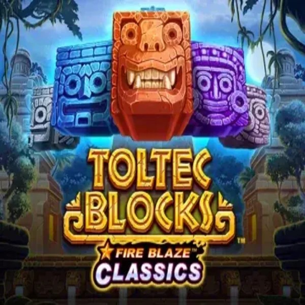 Fire Blaze: Toltec Blocks slot logo by Rarestone Gaming at Ringospin Casino
